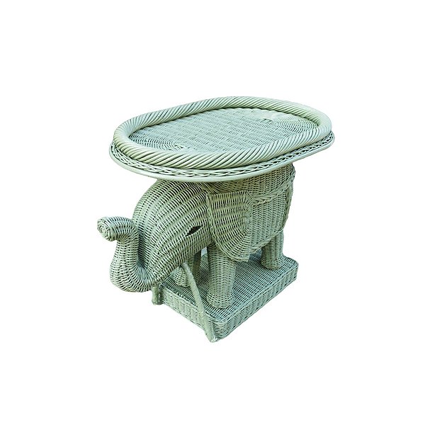 Mesa lateral elefante em junco celadon