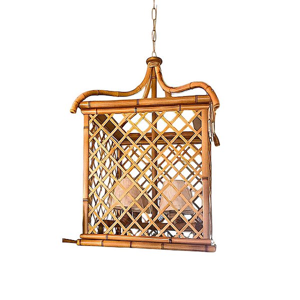 Lustre gaiola treliça bambu