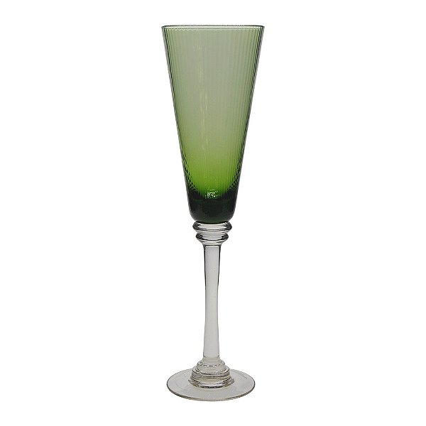 Jogo 6 taças champagne verde canelado