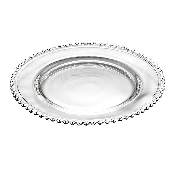 Sousplat Cristal de Chumbo com Bolinhas Prata