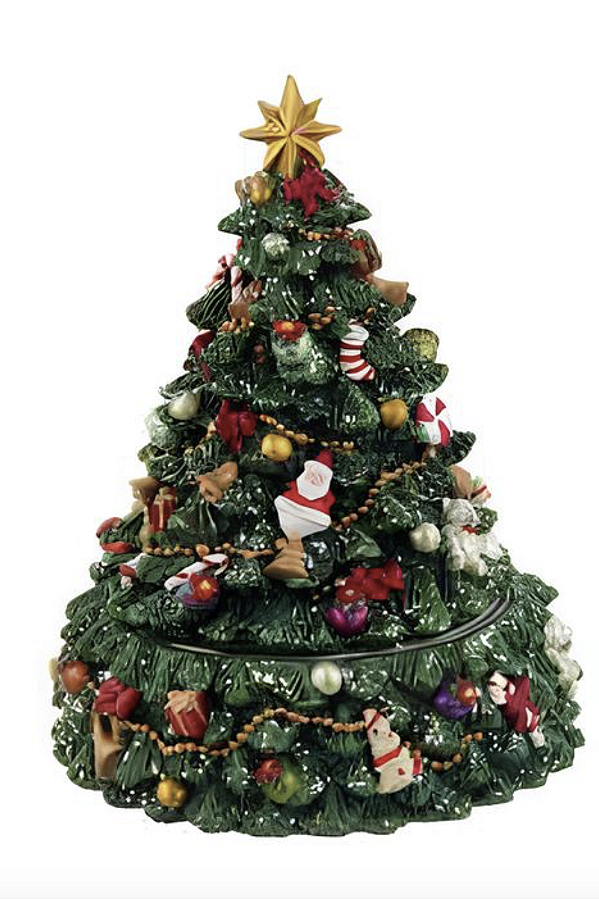 Mini árvore de natal musical decorada (18,5 cm)