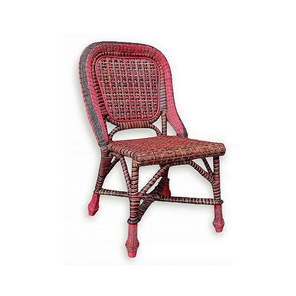 Cadeira de junco trançada com vermelho