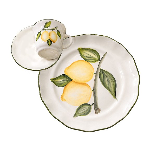 Set Prato sobremesa e xícara Limão Siciliano