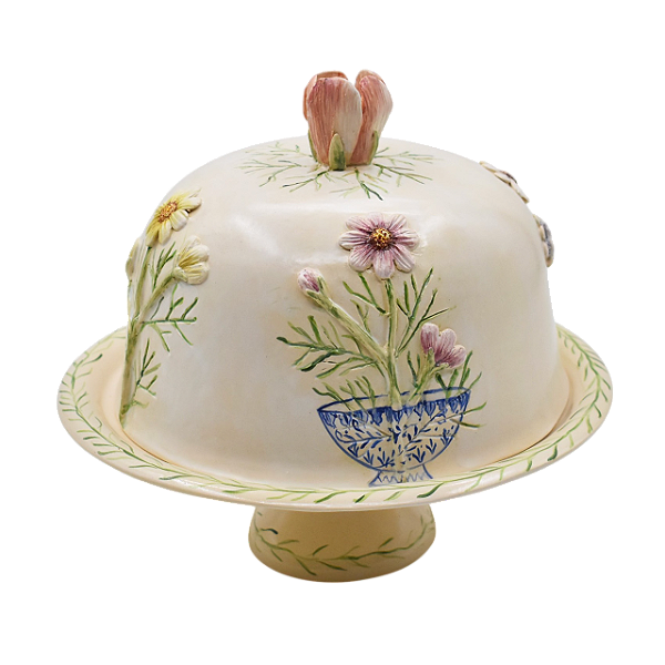 Boleira com aplicação flores cosmos