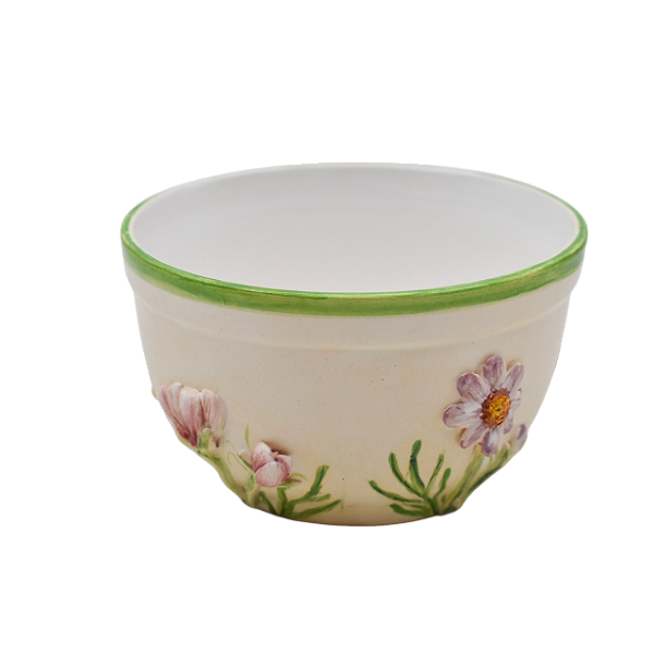 Bowl com aplicação de flores cosmos pequenas