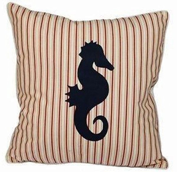 Capa de Almofada Cavalo Marinho listrada Vermelha 48x48 cm