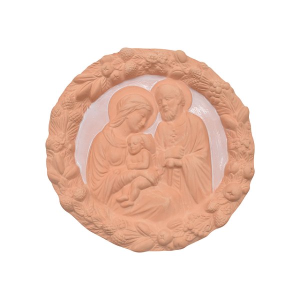 Placa Sagrada Família terracota e branco P