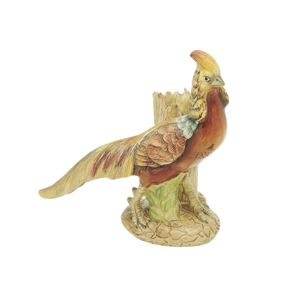 Faisão colorido no tronco com vaso M