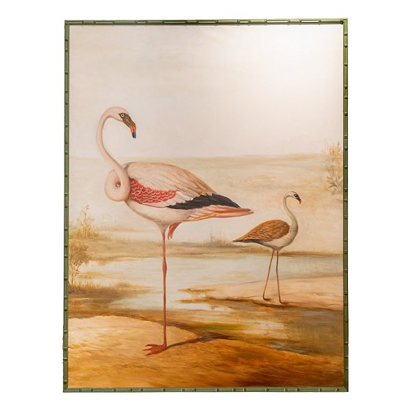 Quadro dois flamingos pintura à óleo
