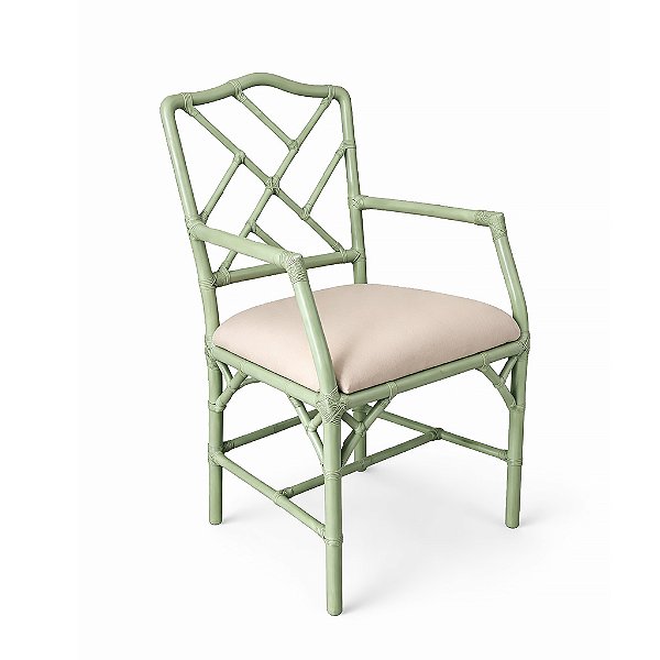 Cadeira faux bamboo estofada com braço