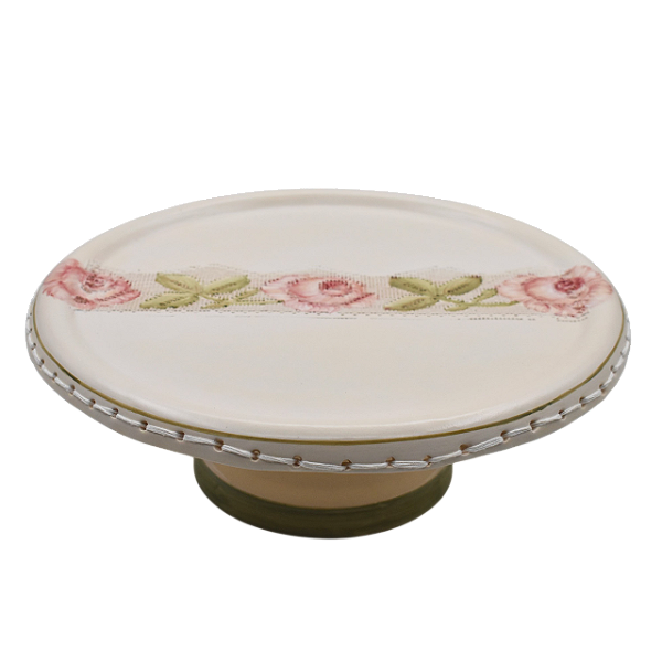 Boleira com pé G renda e ponto cruz