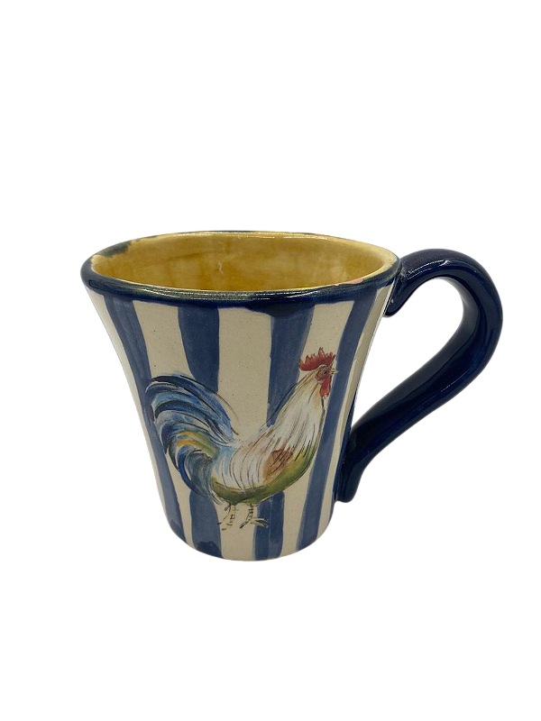 Caneca galo com listras azuis