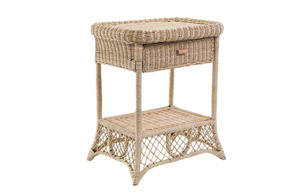Mesa de cabeceira em rattan com gaveta