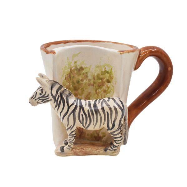 Caneca decorativa/vaso meia lua zebra