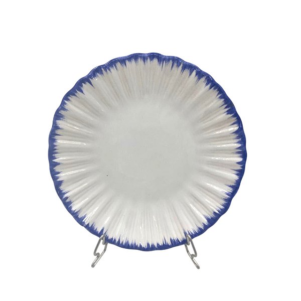 Prato sobremesa Mar com borda pincelada azul