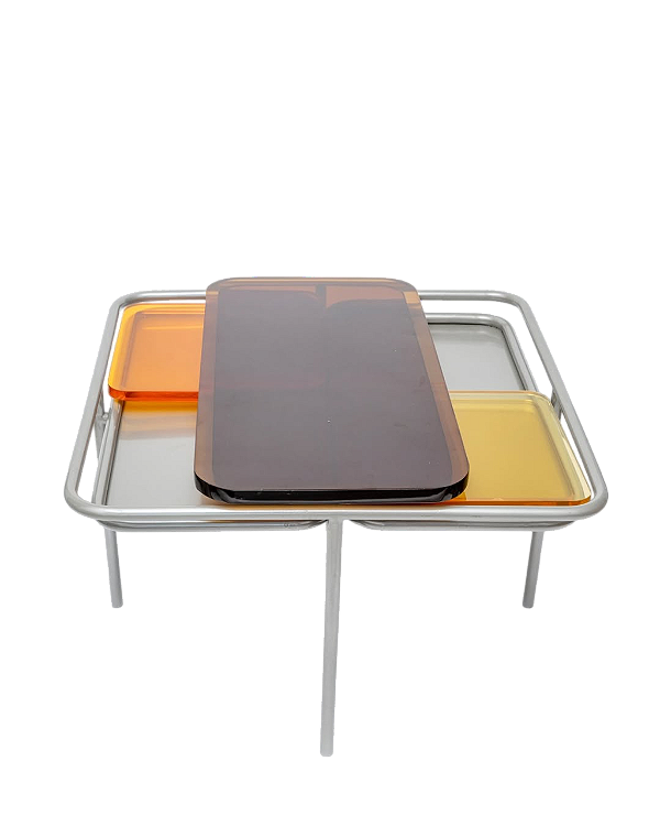 Mesa quadrada camadas em resina