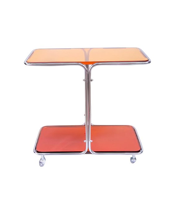 Carrinho de chá/ bar em metal tubular e resina