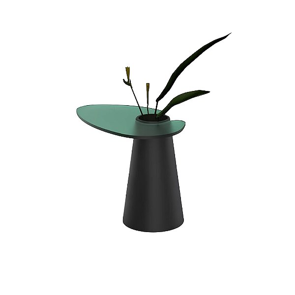 Mesa lateral orgânica alta em resina com vaso