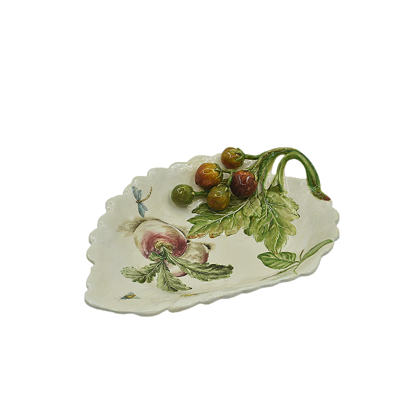 Folha decorativa com aplique de tomates P