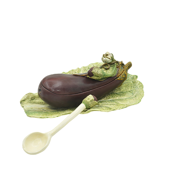 Molheira beringela com folha e colher