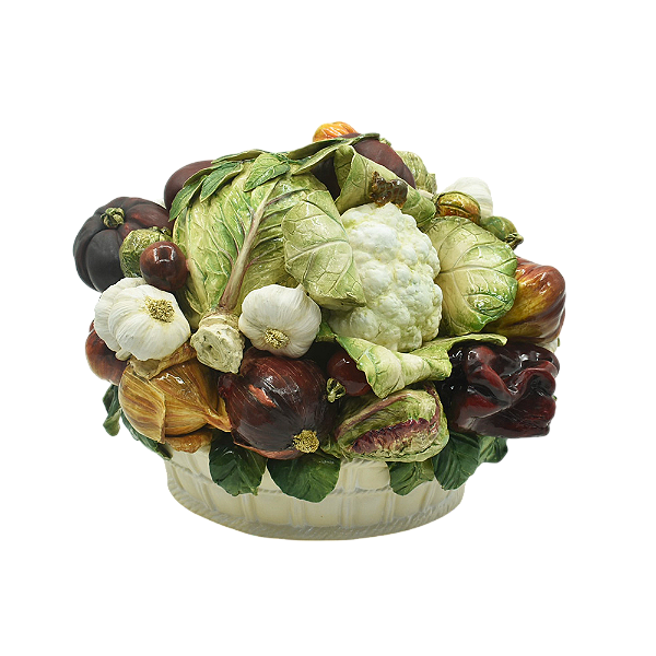 Enfeite cesto oval com legumes