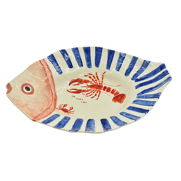 Prato fundo peixe azul e vermelho