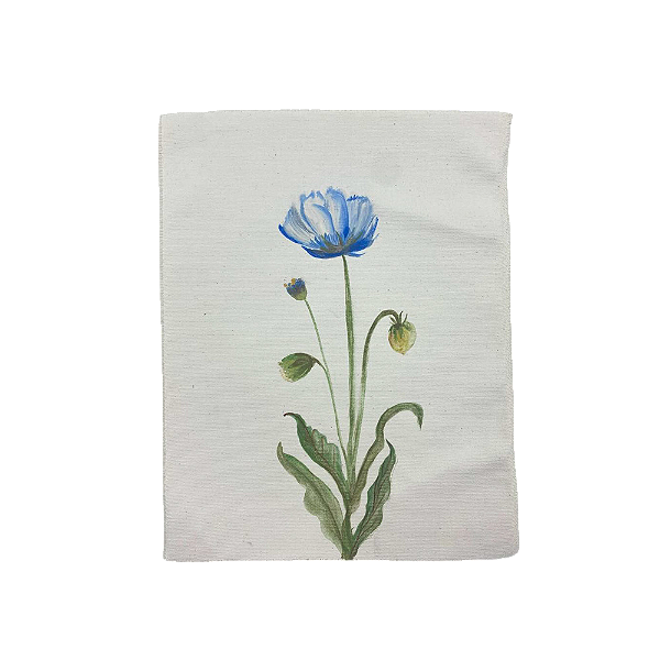 Tela pintada à mão flor azul