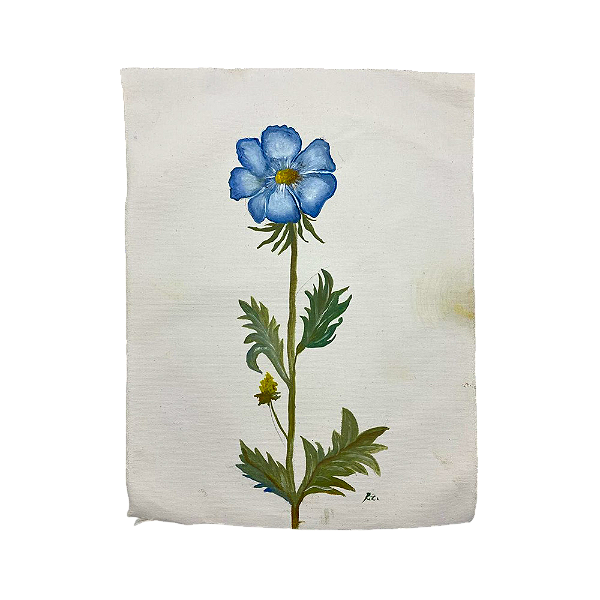 Tela pintada à mão flor azul grande
