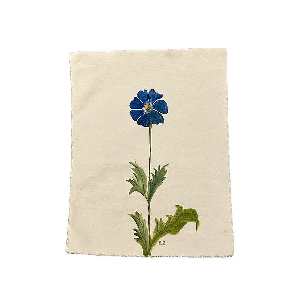 Tela pintada à mão flor azul grande