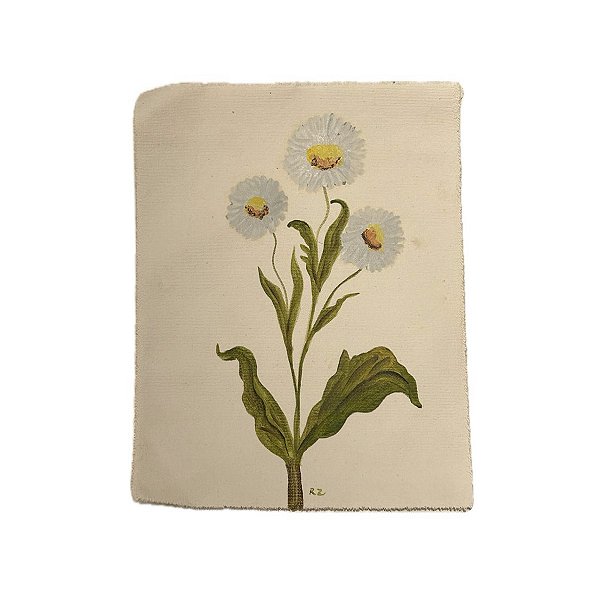 Tela pintada à mão flores brancas