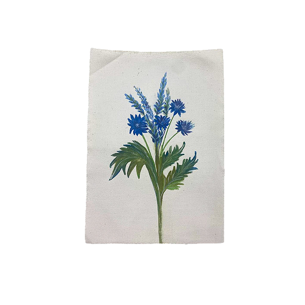 Tela pintada à mão flores azuis N1