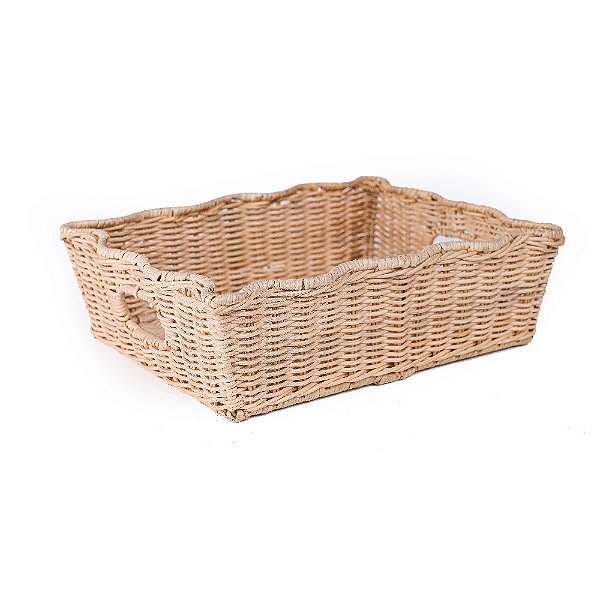 Bandeja rattan borda ondulada alta