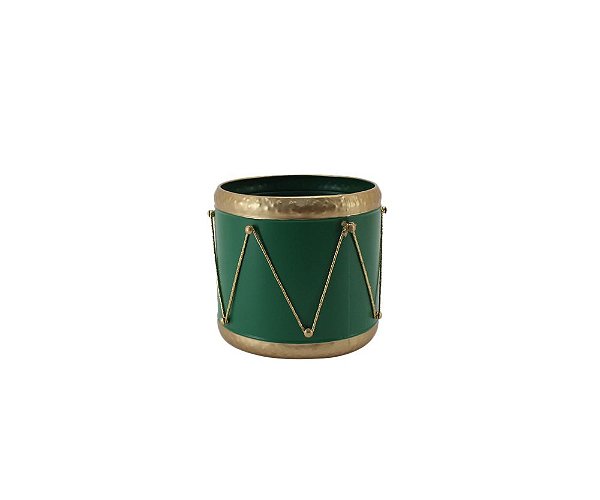 Enfeite Natal tambor verde em metal