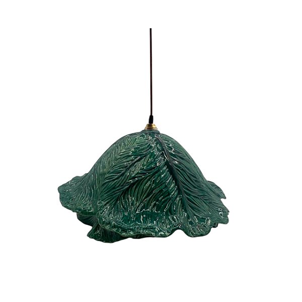 Pendente repolho de cerâmica verde