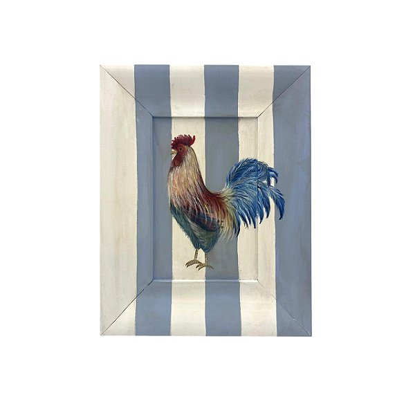 Quadrinho listrado azul e branco galinha
