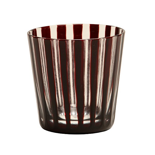 Copo baixo listrado vermelho escuro (set 2)