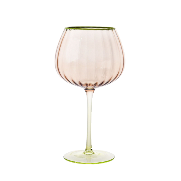 Taça pêssego com base verde (540 ml) set 2