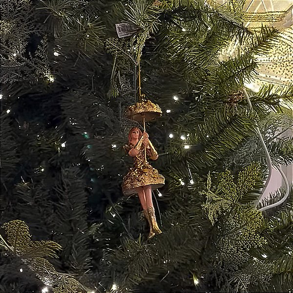 Enfeite de árvore de Natal bailarina dourada
