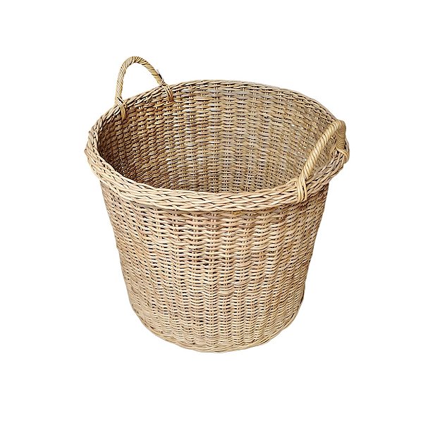 Cesto redondo alto de junco com alças (42 cm)