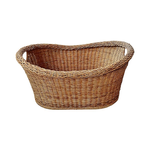 Cesta oval de junco com alça embutida (56 cm)