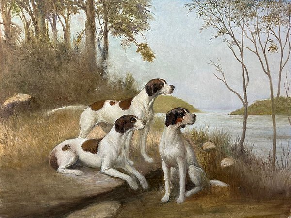 Quadro à óleo cães de caça 1,20x1m