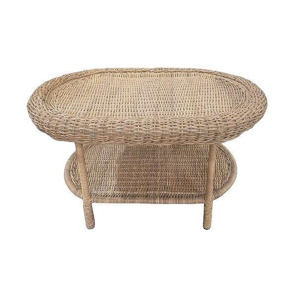 Mesa de centro oval em junco