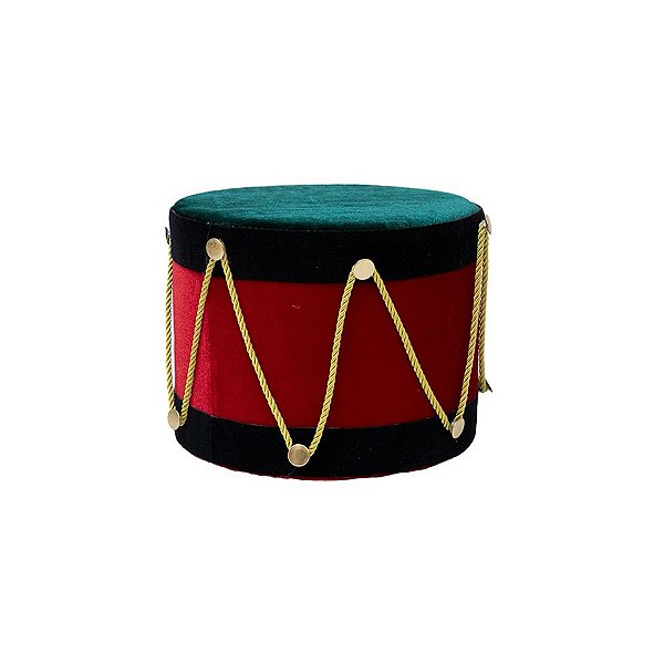 Enfeite tambor em veludo preto e vermelho