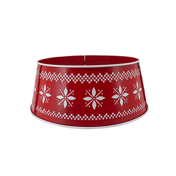 Saia para árvore de Natal em metal vermelha e branca