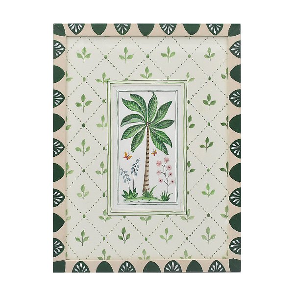 Quadro aquarela coqueiro com moldura pintada