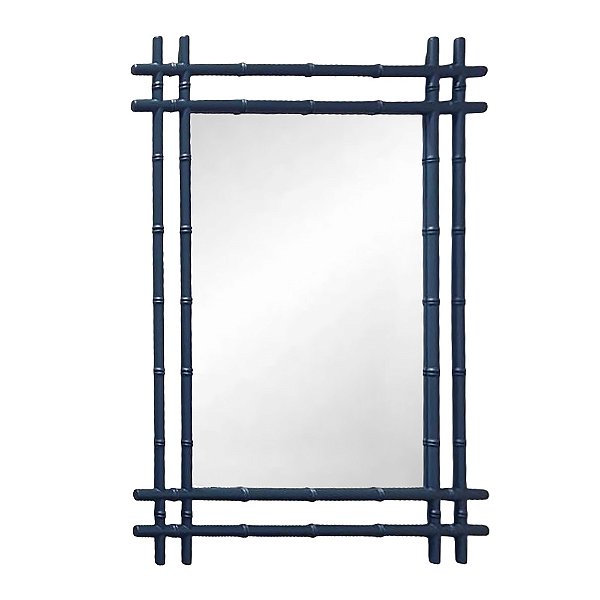 Espelho retangular ferro azul marinho faux bamboo