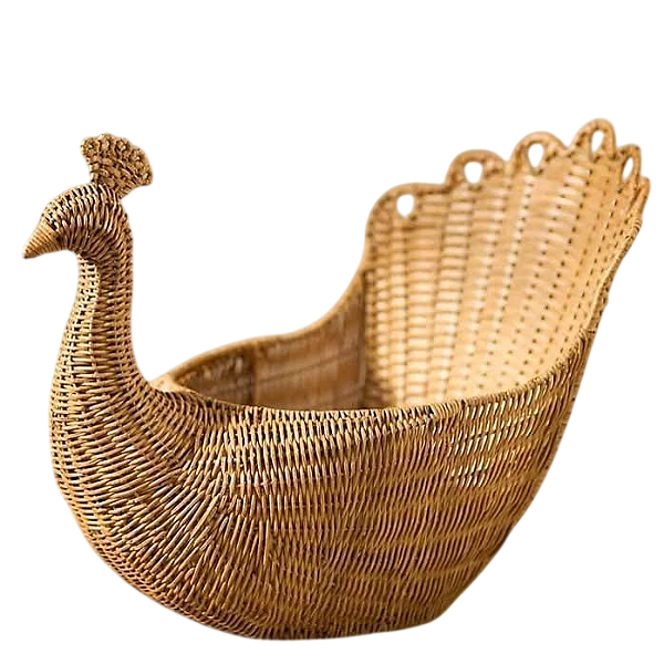 Cesta pavão de rattan