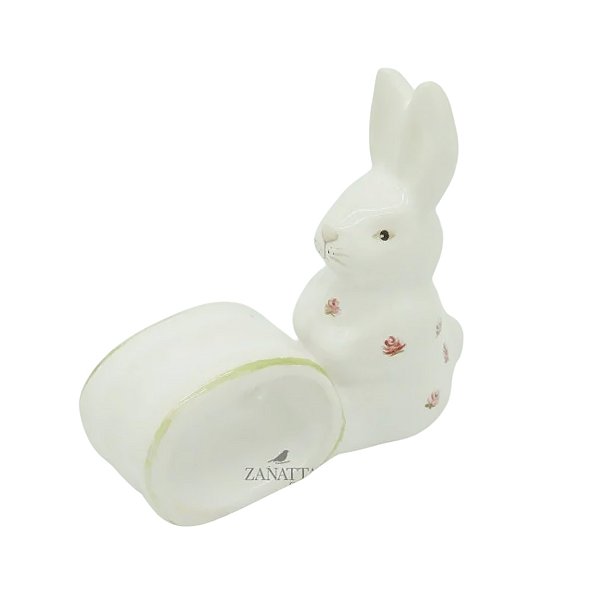 Porta guardanapo coelho branco com flores