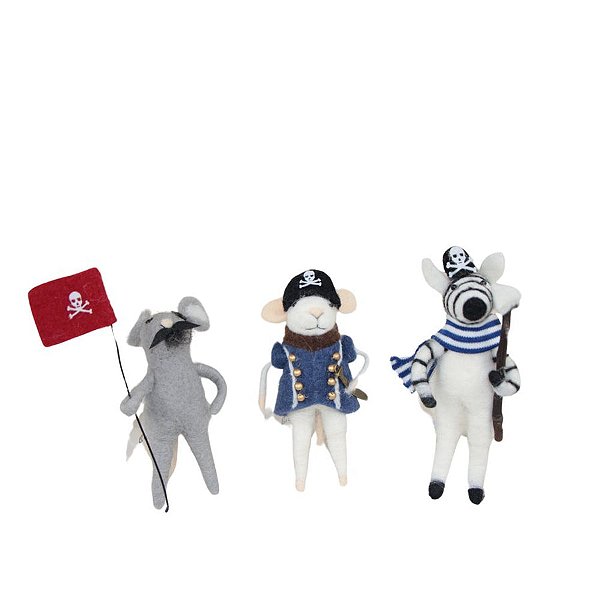 Kit 3 piratas em lã de feltro