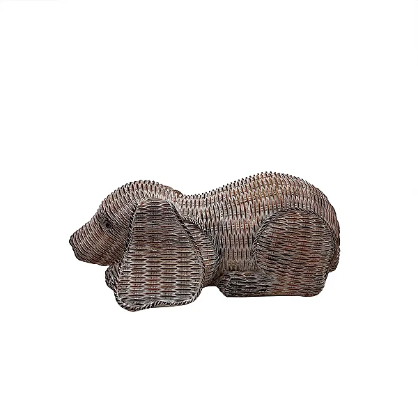 Cachorro decorativo em resina marrom com textura